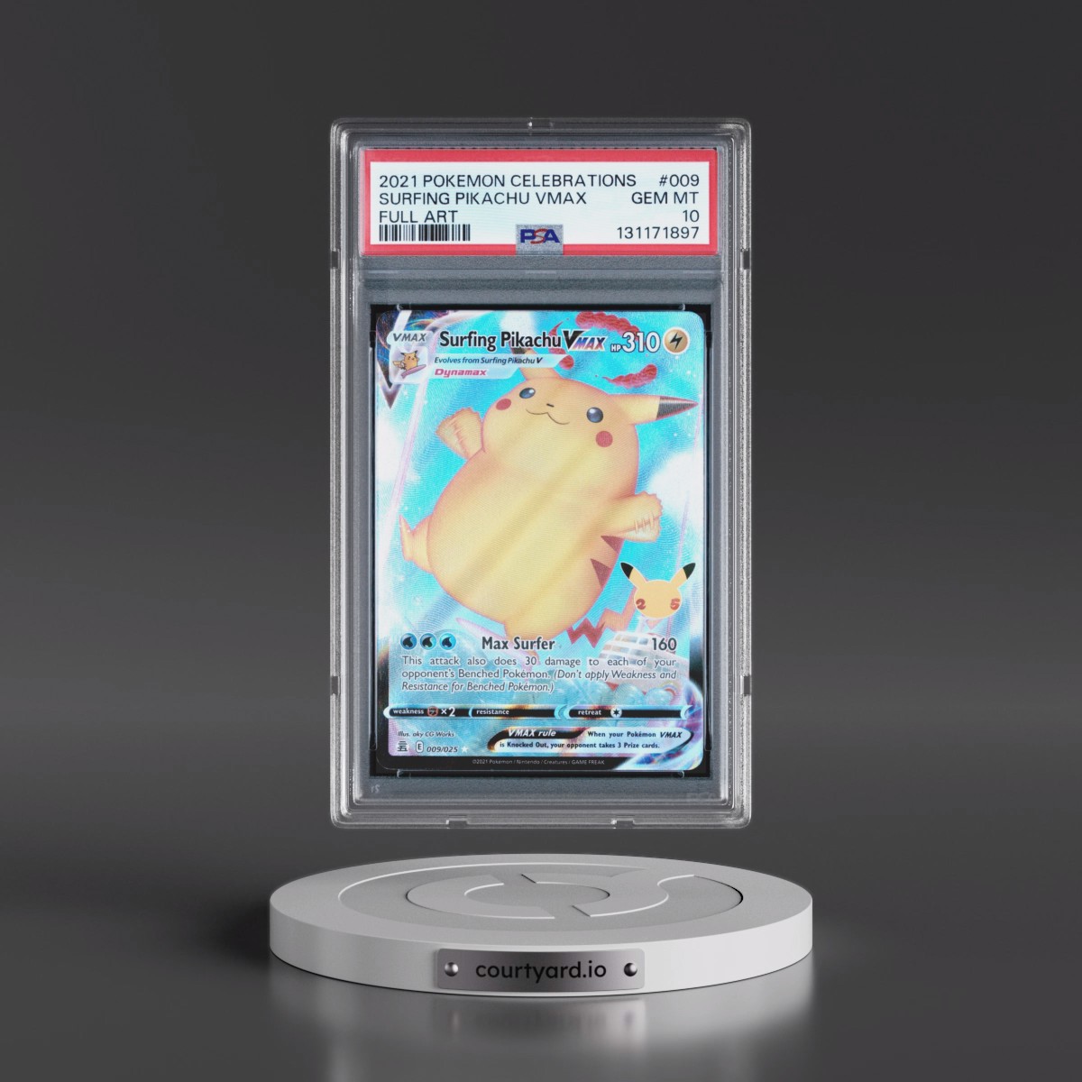 2021 Pokémon Celebrations #009 Surfing Pikachu Vmax - Full Art (PSA 10 GEM MINT)