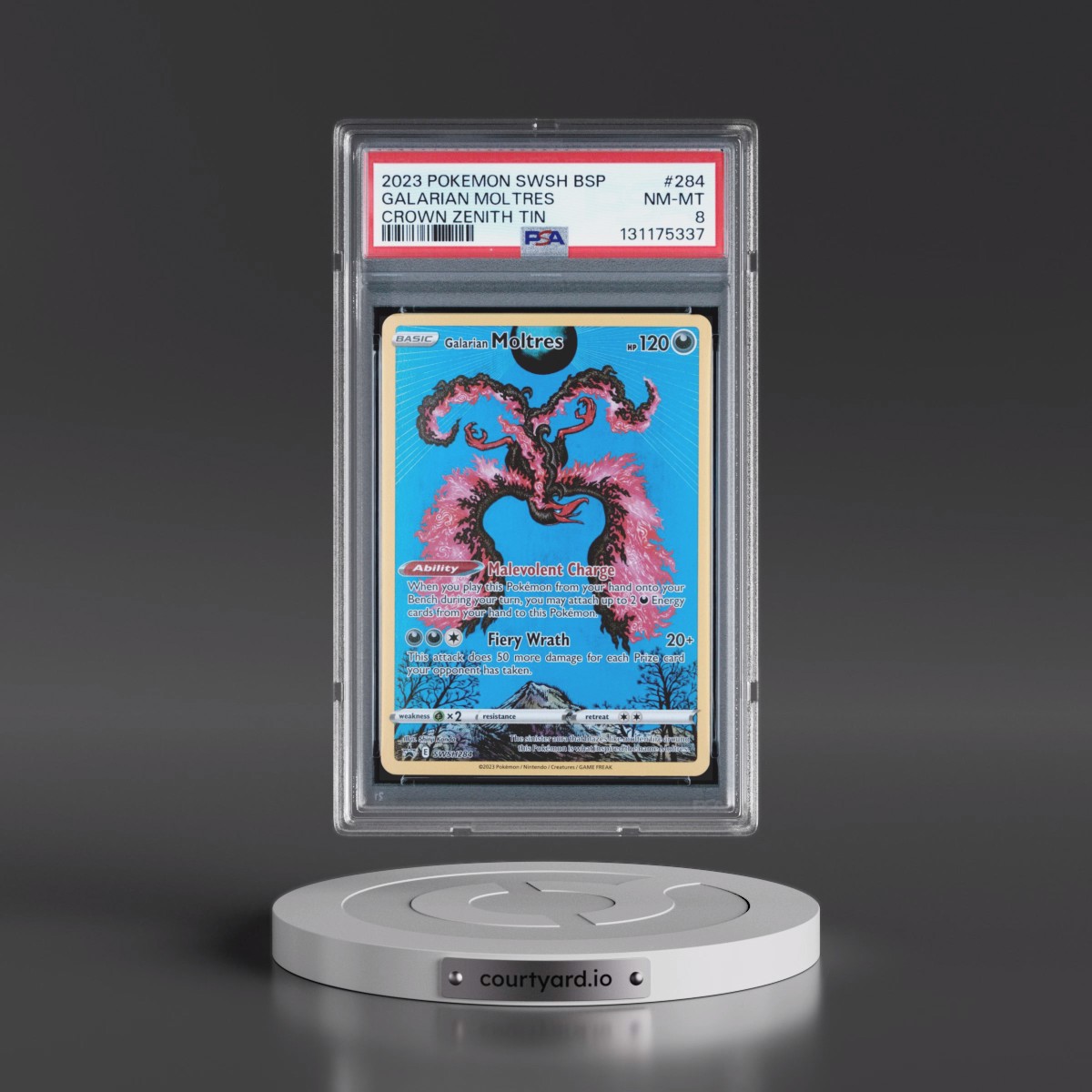 2023 Pokémon Swsh Black Star Promo #284 Galarian Moltres - Crown Zenith Tin (PSA 8 NM-MT)