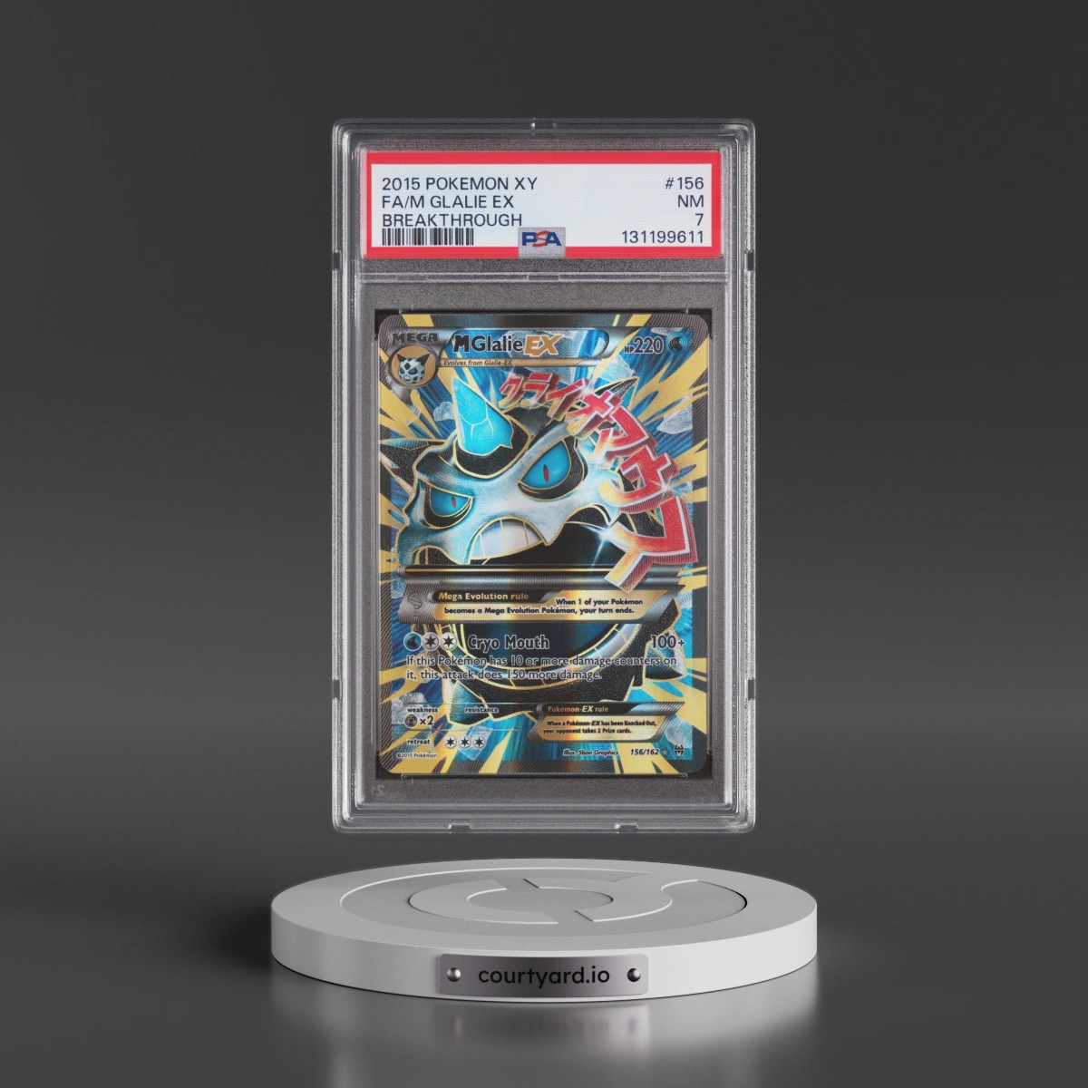 2015 Pokémon XY Breakthrough #156 M Glalie EX - Holo Full Art (PSA 7 NM)