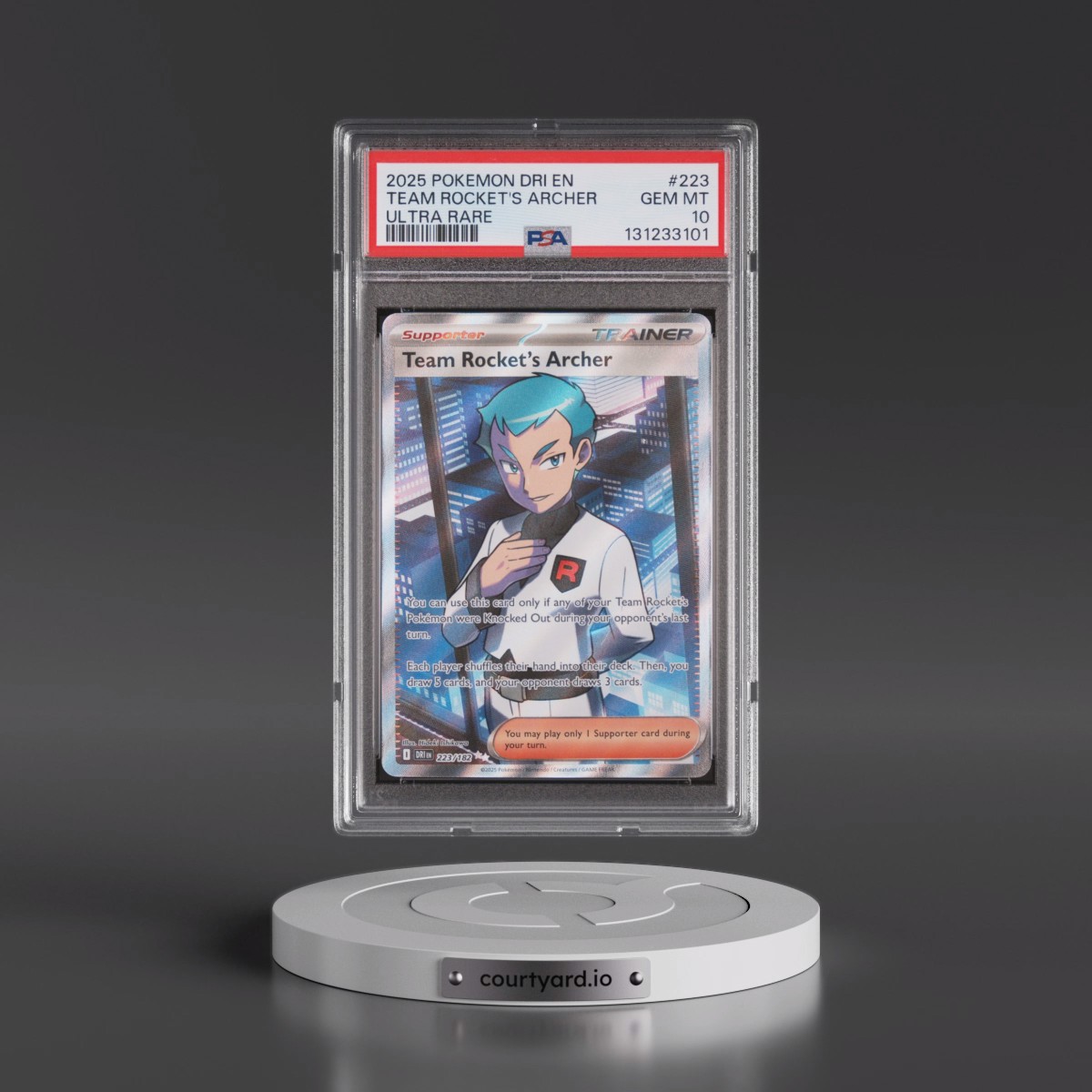 2025 Pokémon Dri EN-Destined Rivals #223 Team Rocket's Archer - Ultra Rare (PSA 10 GEM MINT)
