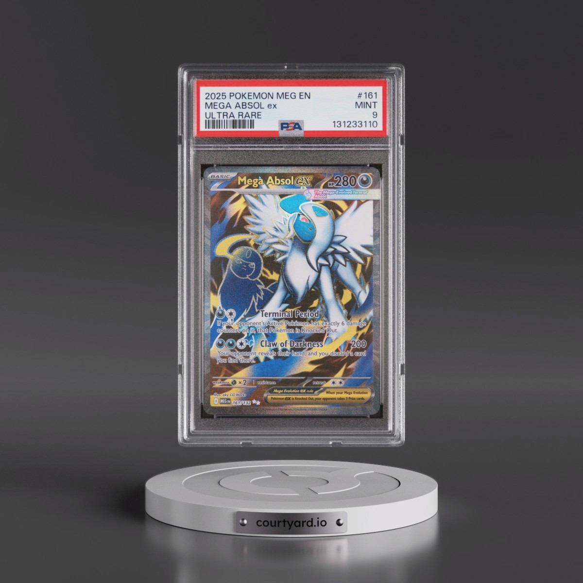 2025 Pokémon Meg EN-Mega Evolution #161 Mega Absol EX - Holo Ultra Rare (PSA 9 MINT)