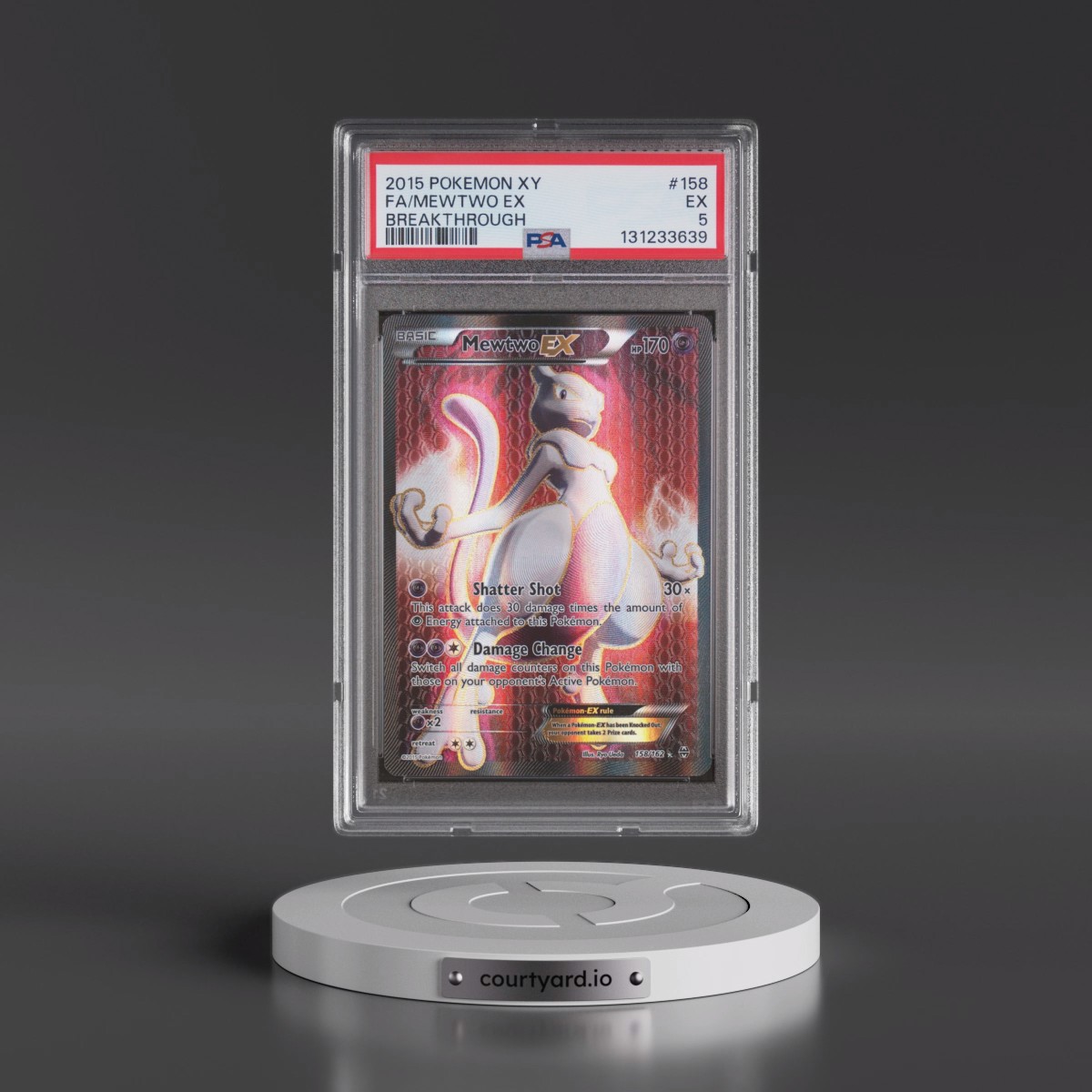 2015 Pokémon XY Breakthrough #158 Mewtwo EX - Holo Full Art (PSA 5 EX)