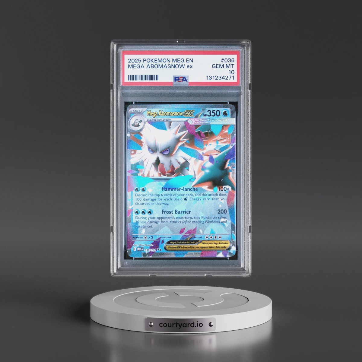 2025 Pokémon Meg EN-Mega Evolution #036 Mega Abomasnow EX - Holo (PSA 10 GEM MINT)