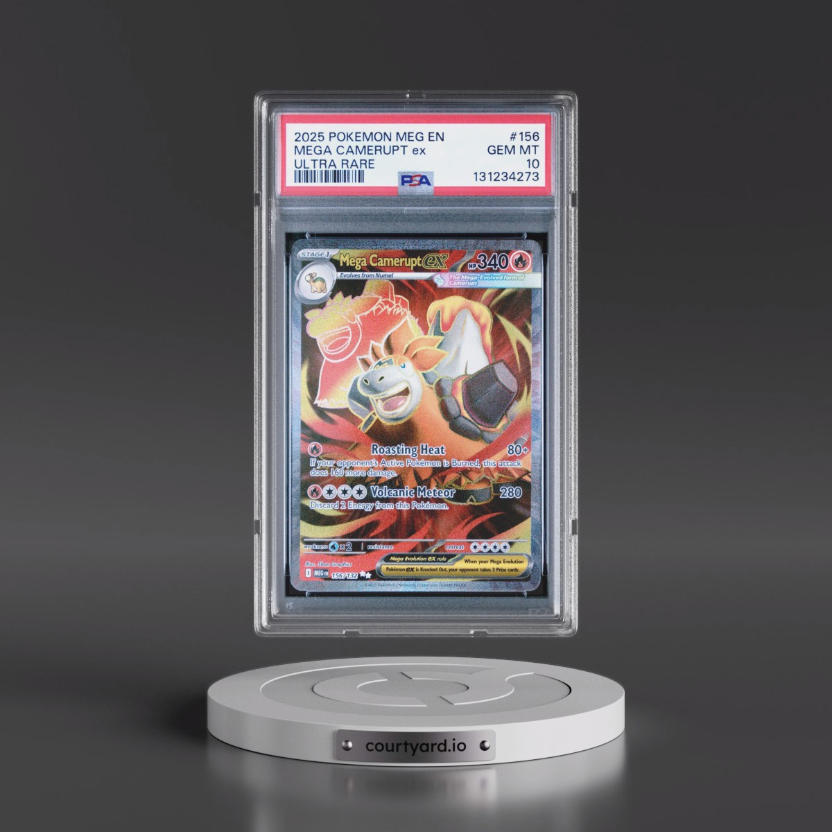2025 Pokémon Meg EN-Mega Evolution #156 Mega Camerupt EX - Holo Ultra Rare (PSA 10 GEM MINT)