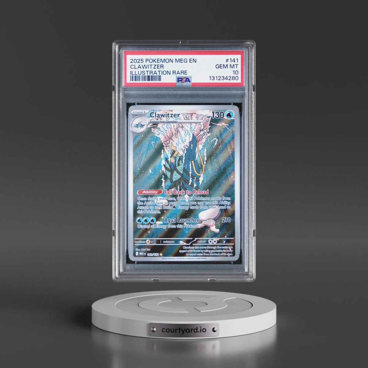 2025 Pokémon Meg EN-Mega Evolution #141 Clawitzer - Illustration Rare (PSA 10 GEM MINT)
