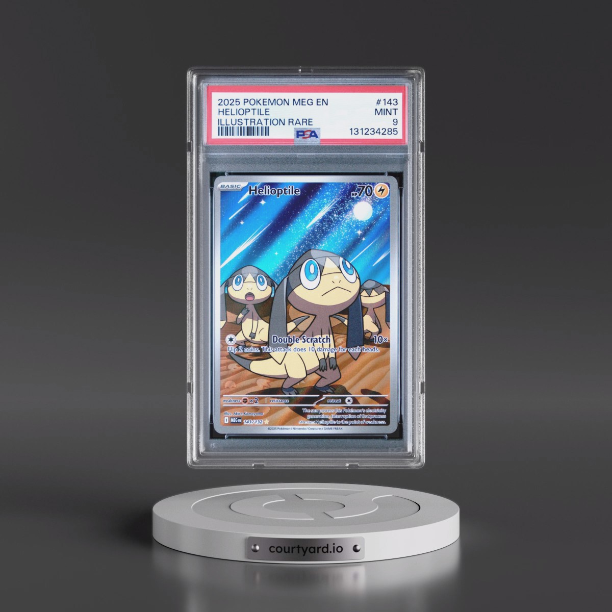 2025 Pokémon Meg EN-Mega Evolution #143 Helioptile - Illustration Rare (PSA 9 MINT)