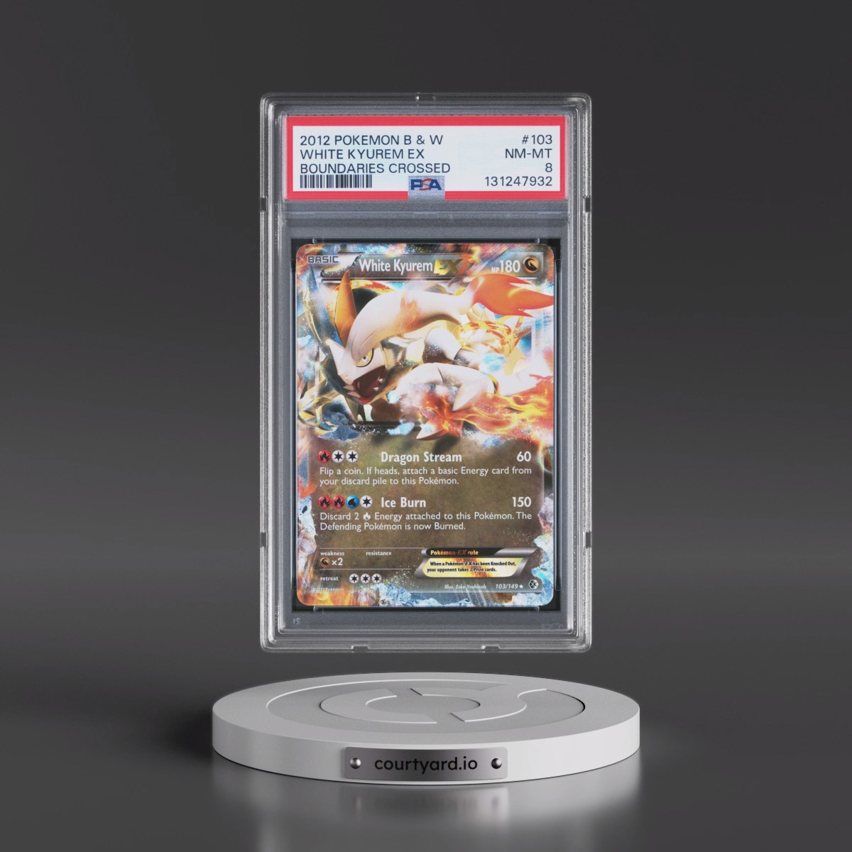2012 Pokémon Black & White Boundaries Crossed #103 White Kyurem EX - Holo (PSA 8 NM-MT)
