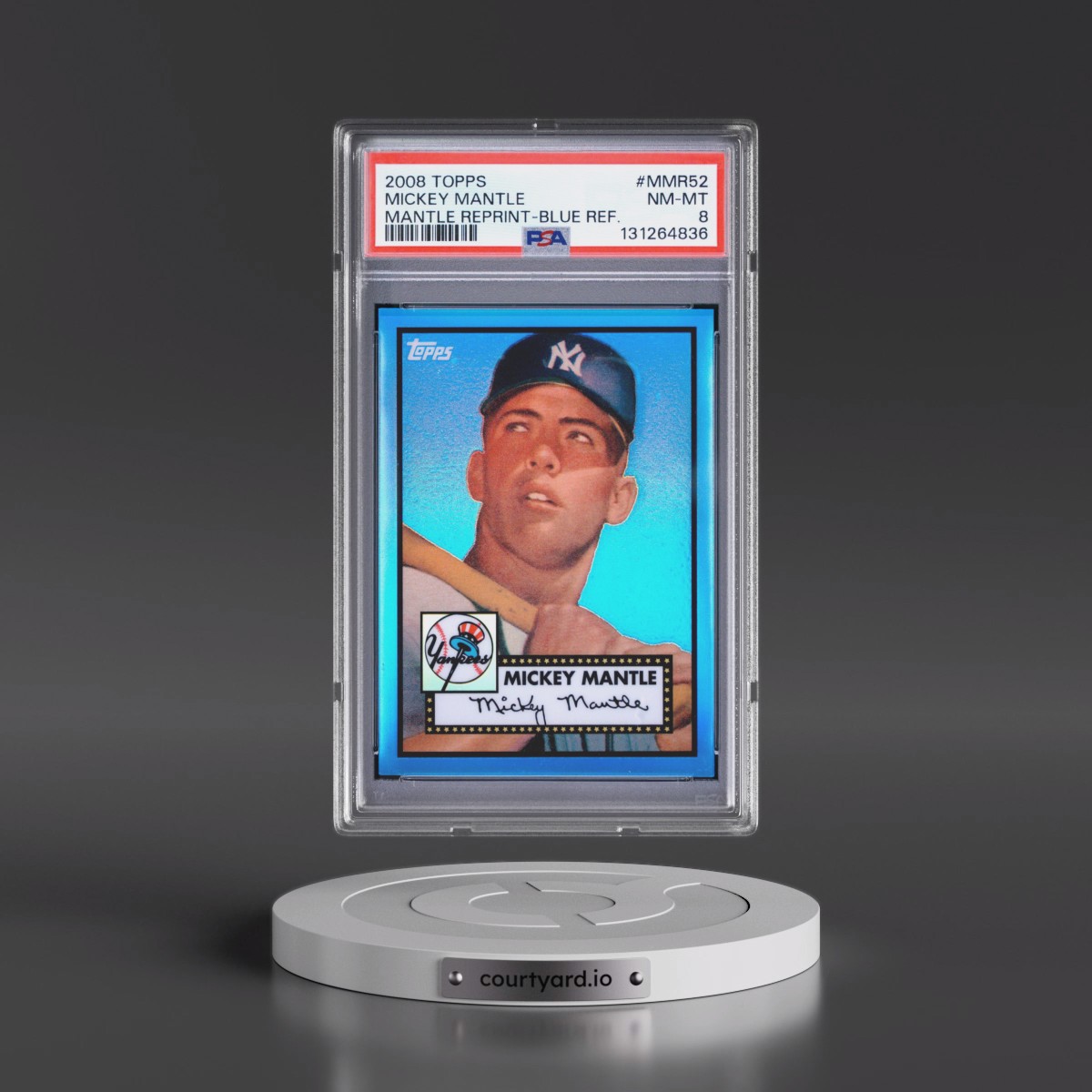 2008 Topps Mickey Mantle Reprint #MMR52 Mickey Mantle - Blue Refractor (PSA 8 NM-MT)