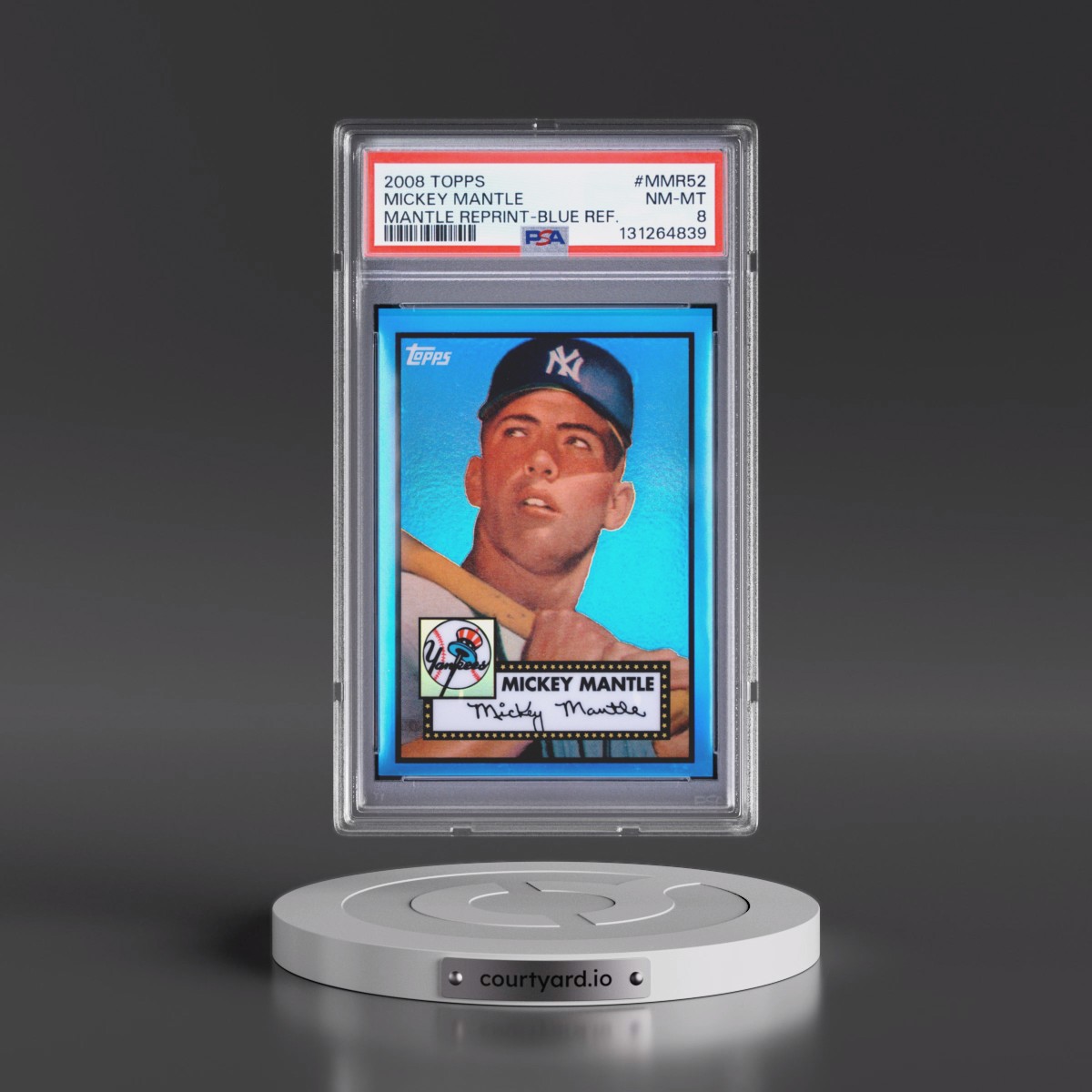 2008 Topps Mickey Mantle Reprint #MMR52 Mickey Mantle - Blue Refractor (PSA 8 NM-MT)