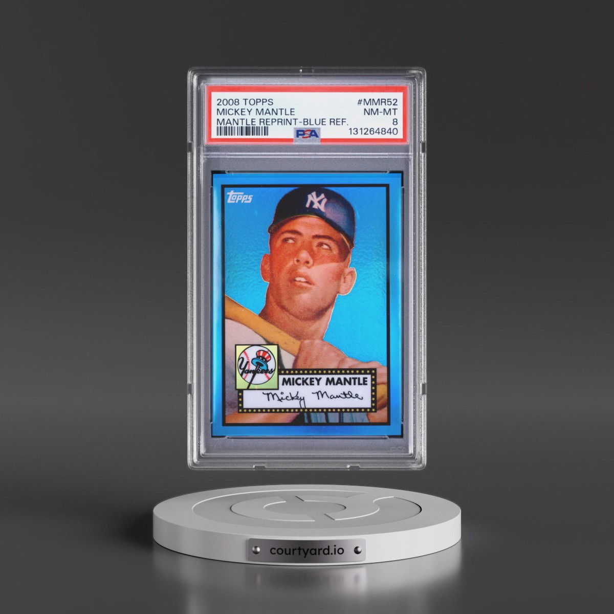 2008 Topps Mickey Mantle Reprint #MMR52 Mickey Mantle - Blue Refractor (PSA 8 NM-MT)