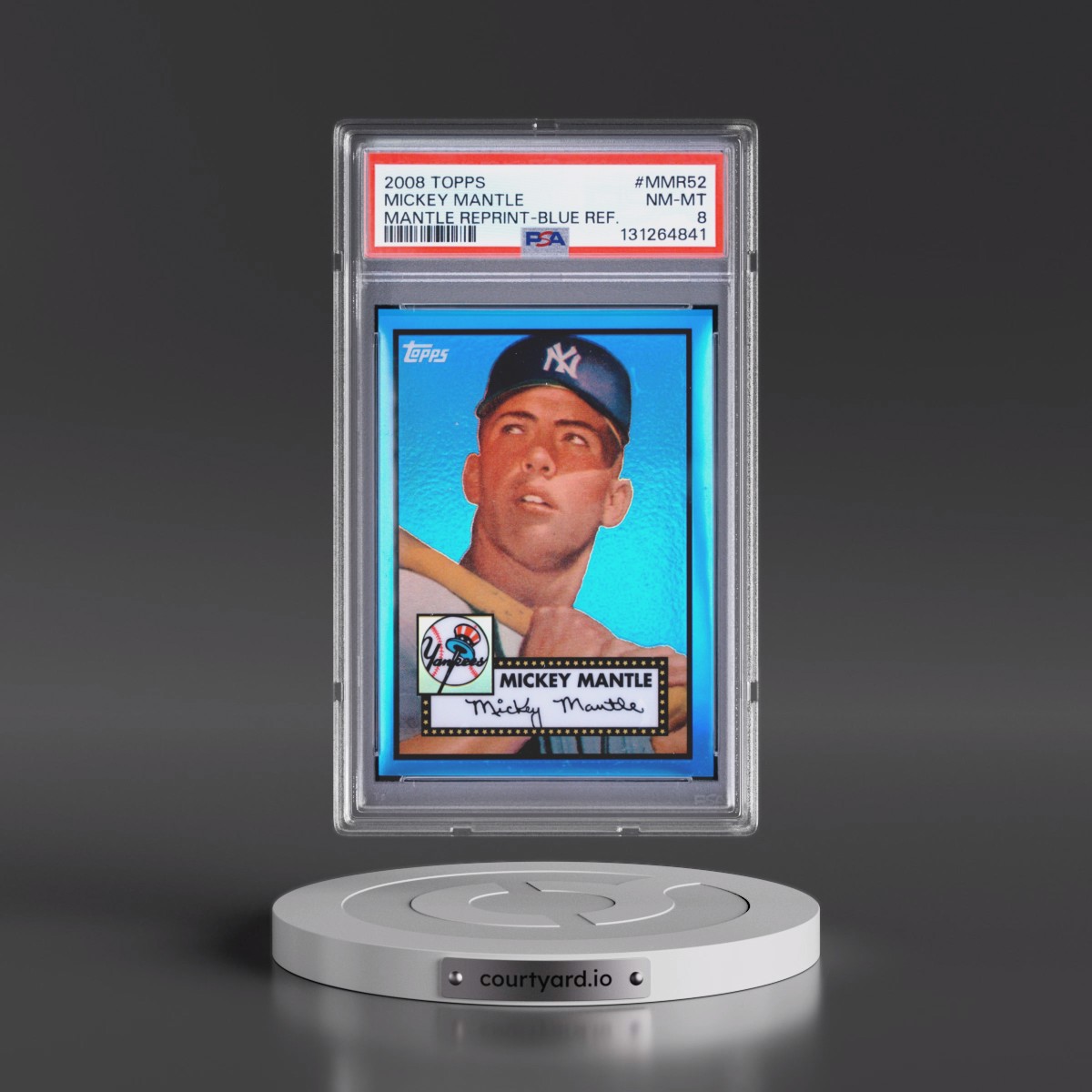 2008 Topps Mickey Mantle Reprint #MMR52 Mickey Mantle - Blue Refractor (PSA 8 NM-MT)