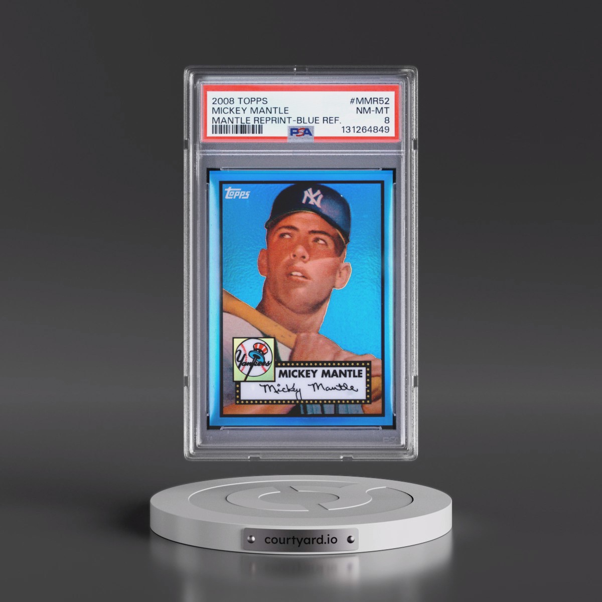 2008 Topps Mickey Mantle Reprint #MMR52 Mickey Mantle - Blue Refractor (PSA 8 NM-MT)