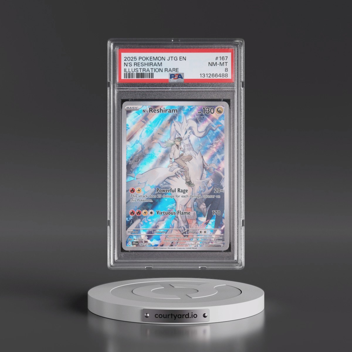 2025 Pokémon Jtg EN-Journey Together #167 N's Reshiram - Illustration Rare (PSA 8 NM-MT)