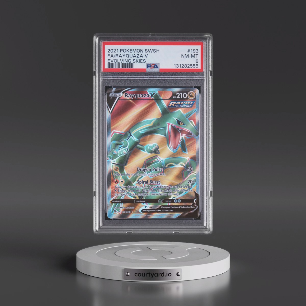 2021 Pokémon Sword & Shield Evolving Skies #193 Rayquaza V - Holo Full Art (PSA 8 NM-MT)
