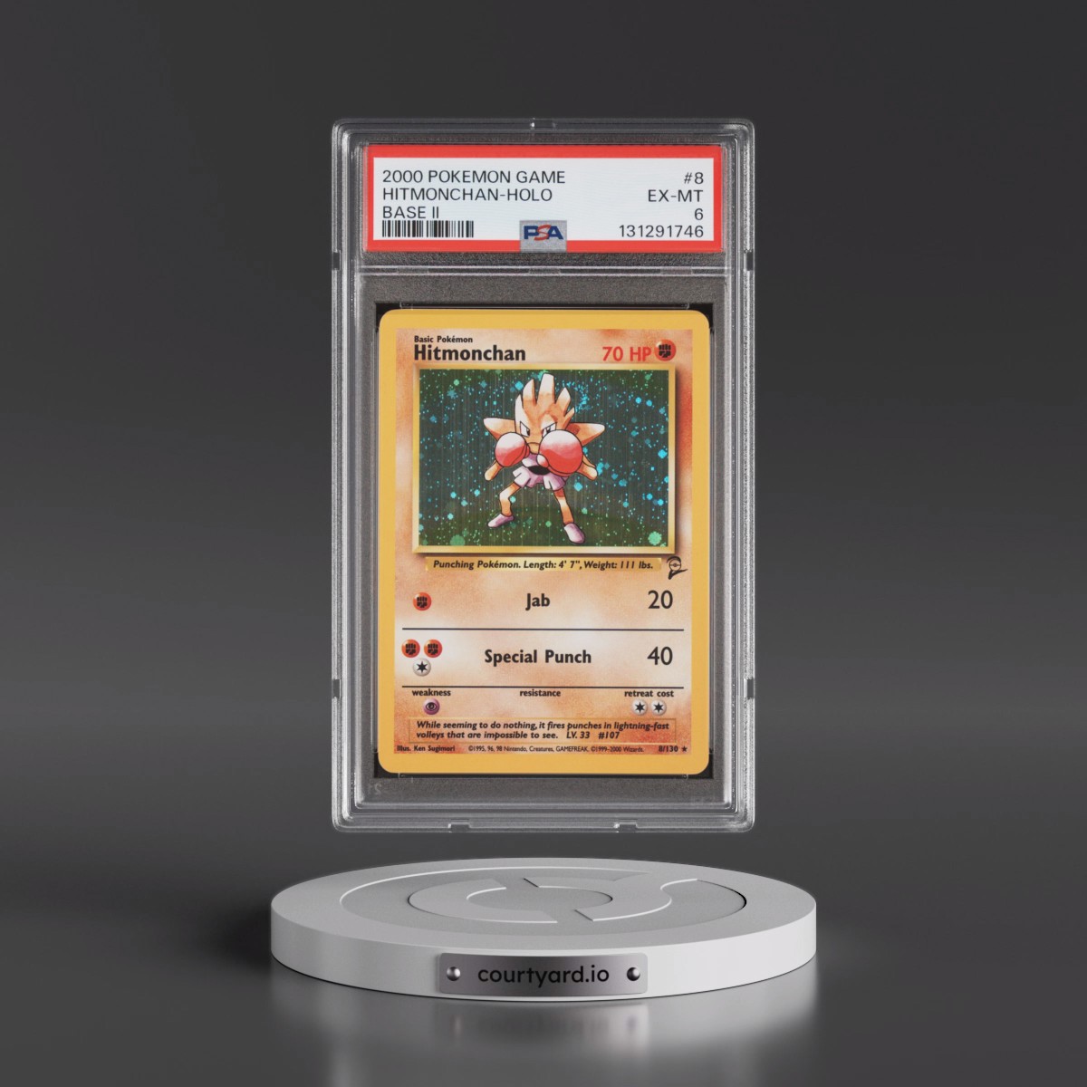 2000 Pokémon Game Base II #8 Hitmonchan - Holo (PSA 6 EX-MT)