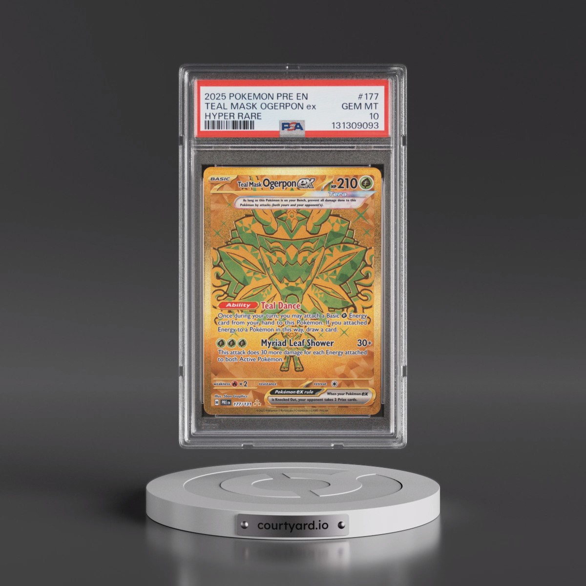 2025 Pokémon Pre EN-Prismatic Evolutions #177 Teal Mask Ogerpon EX - Holo Hyper Rare (PSA 10 GEM MINT)