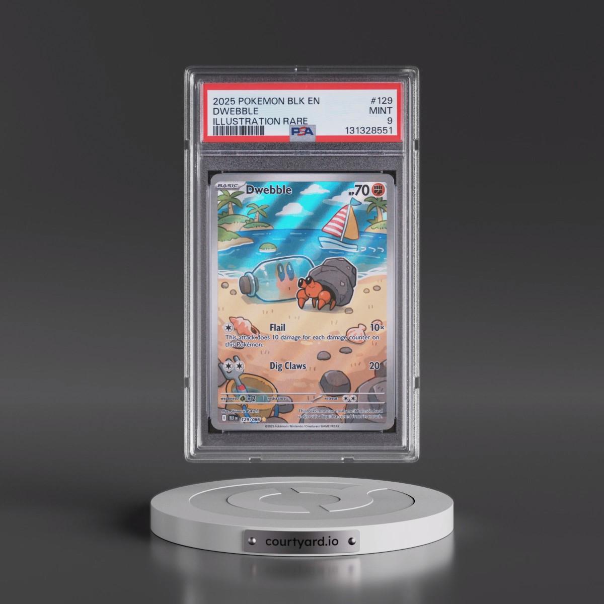 2025 Pokémon Blk EN-Black Bolt #129 Dwebble - Illustration Rare (PSA 9 MINT)