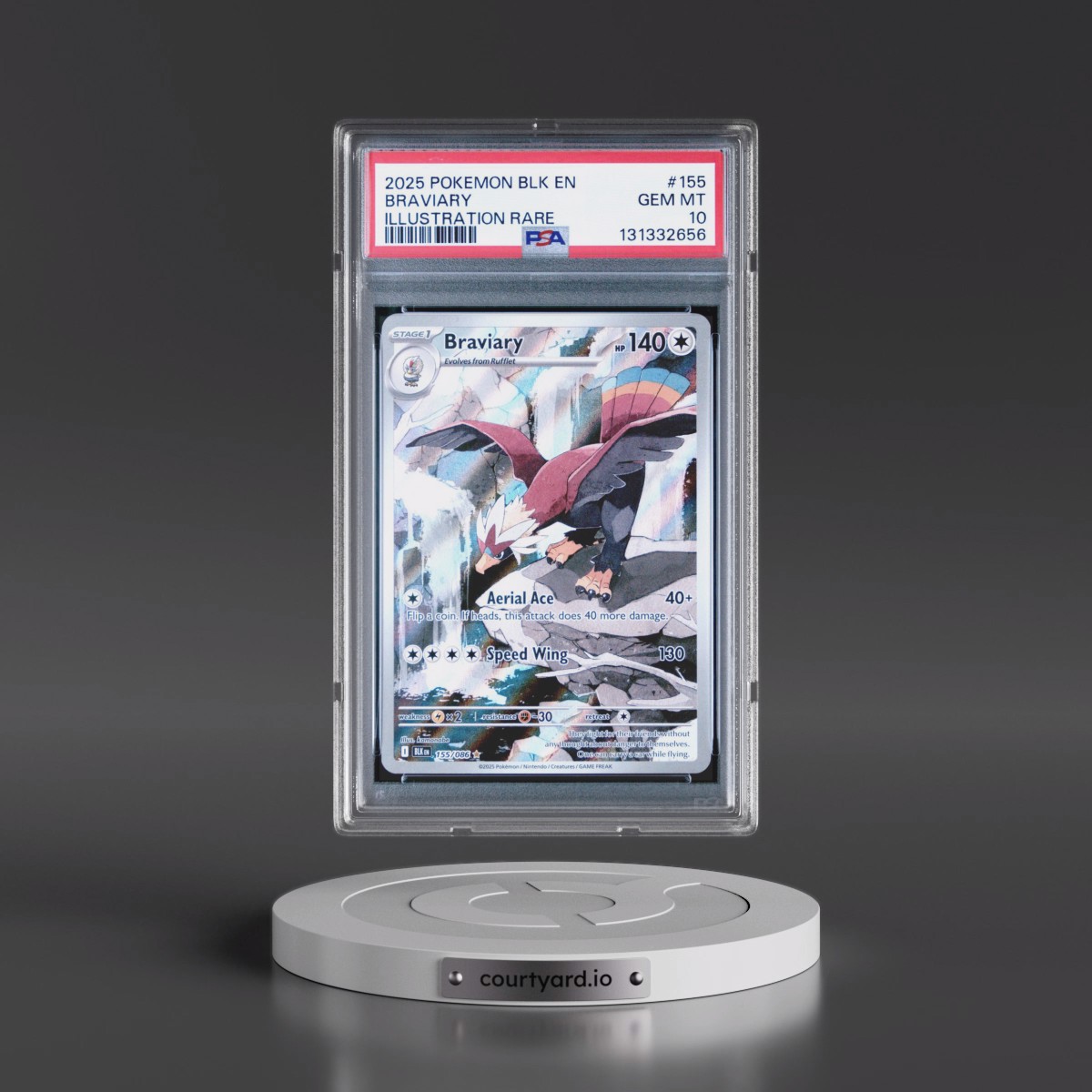 2025 Pokémon Blk EN-Black Bolt #155 Braviary - Illustration Rare (PSA 10 GEM MINT)