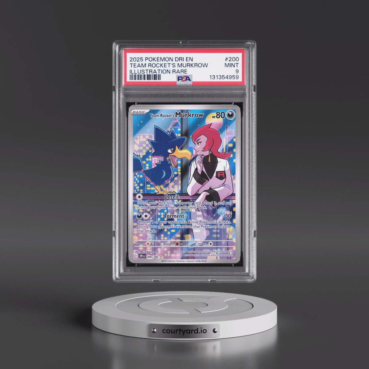 2025 Pokémon Dri EN-Destined Rivals #200 Team Rocket's Murkrow - Illustration Rare (PSA 9 MINT)