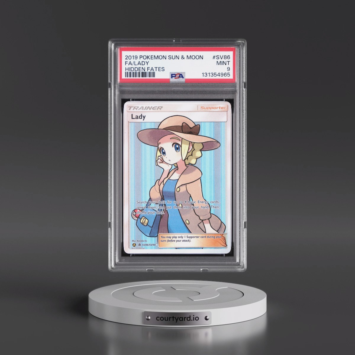 2019 Pokémon Sun & Moon Hidden Fates #SV86 Lady - Full Art (PSA 9 MINT)