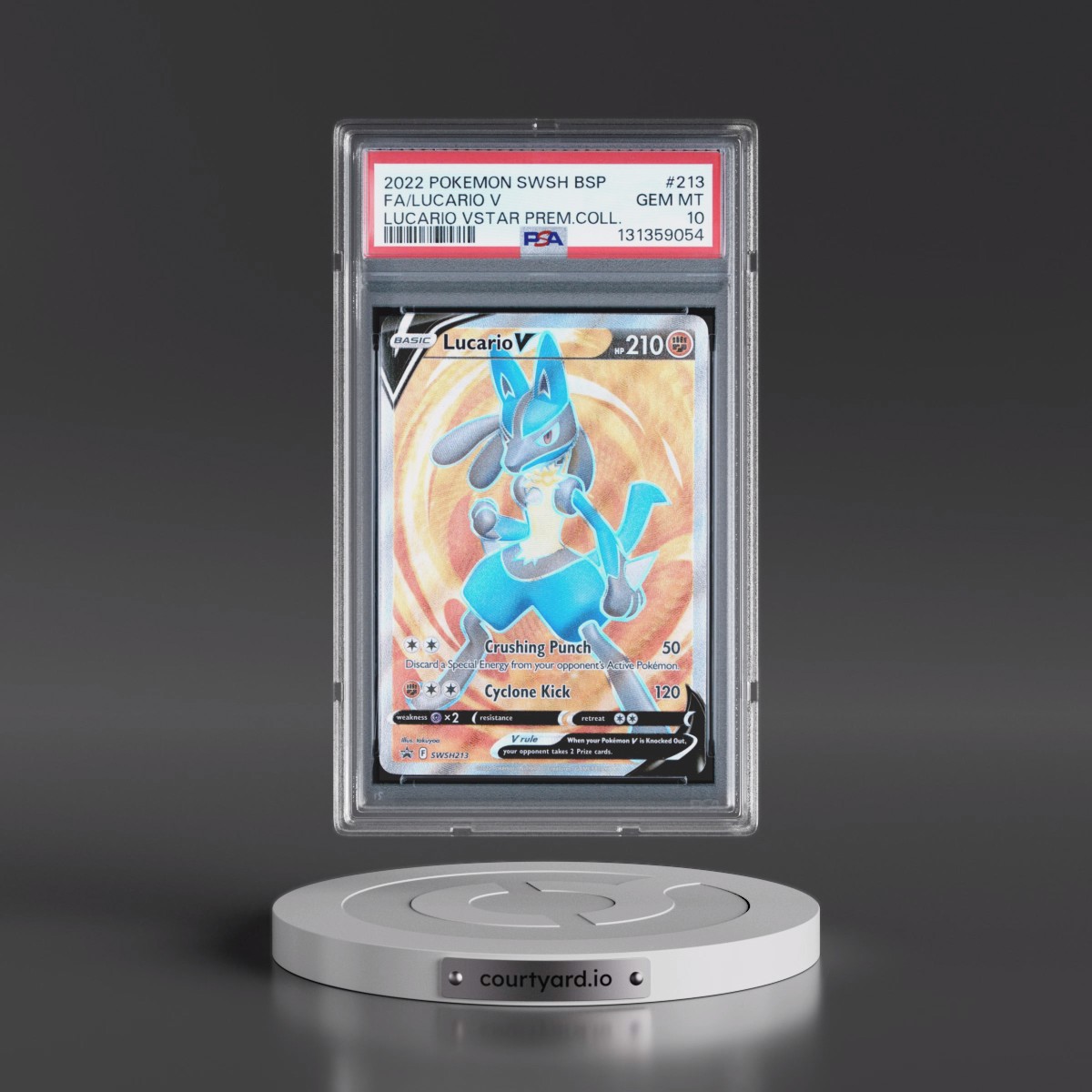 2022 Pokémon Swsh Black Star Promo #213 Lucario V - Holo Full Art Lucario Vstar Premium Collection (PSA 10 GEM MINT)