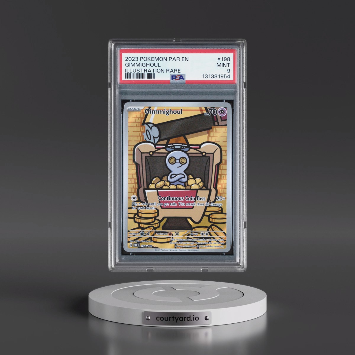 2023 Pokémon Par EN-Paradox Rift #198 Gimmighoul - Illustration Rare (PSA 9 MINT)