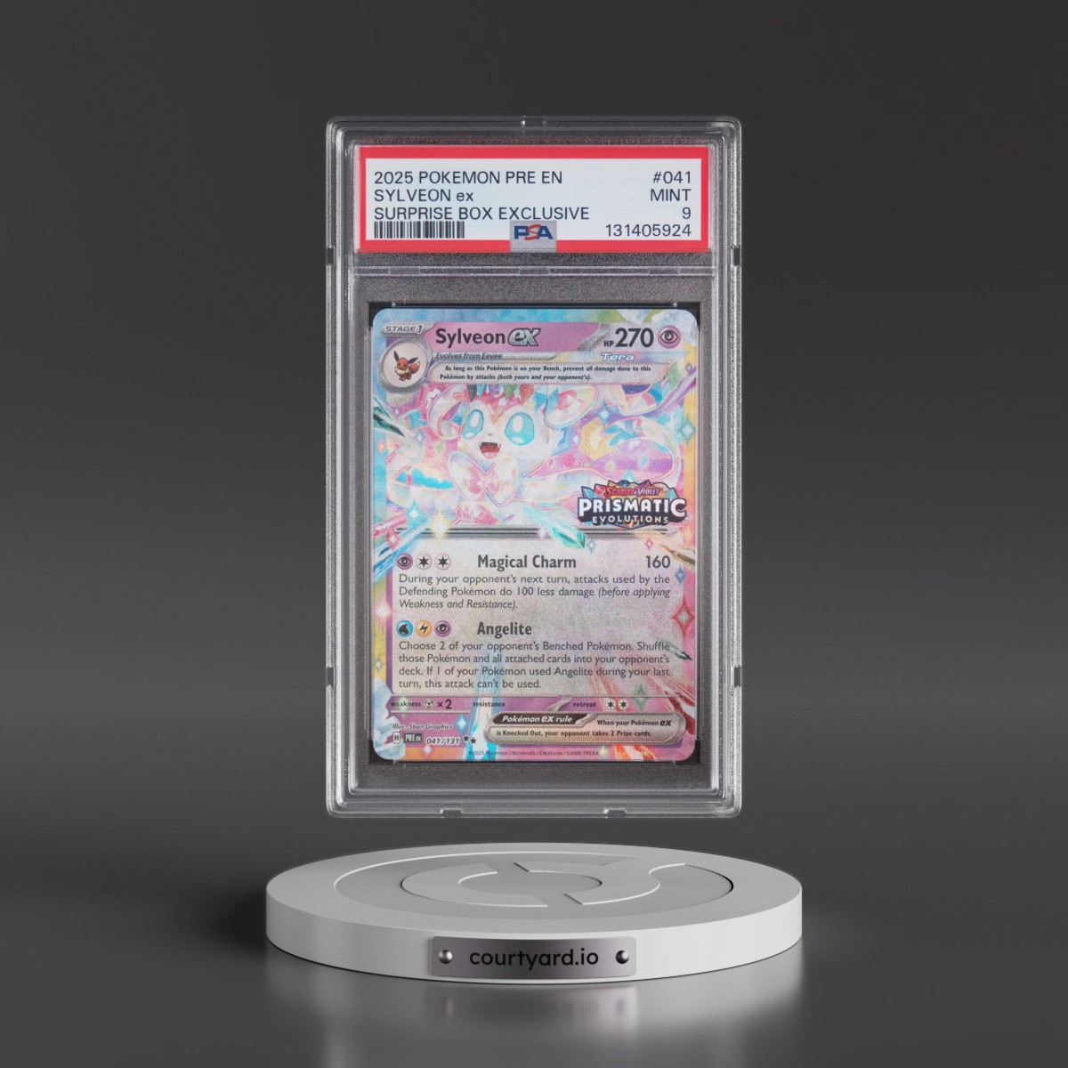 2025 Pokémon Pre EN-Prismatic Evolutions #041 Sylveon EX - Holo Surprise Box Exclusive (PSA 9 MINT)