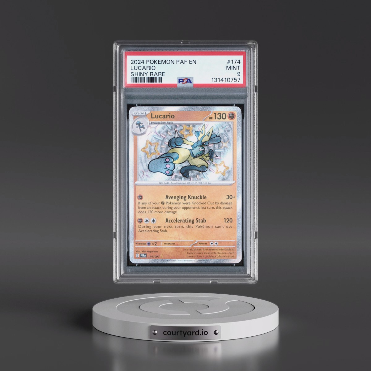 2024 Pokémon Paf EN-Paldean Fates #174 Lucario - Shiny Rare (PSA 9 MINT)