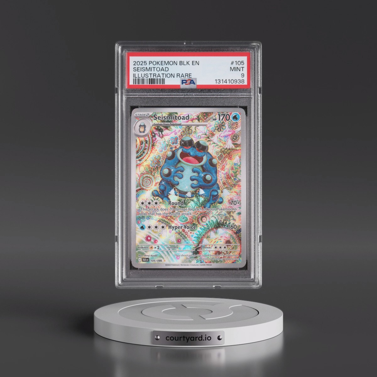 2025 Pokémon Blk EN-Black Bolt #105 Seismitoad - Illustration Rare (PSA 9 MINT)