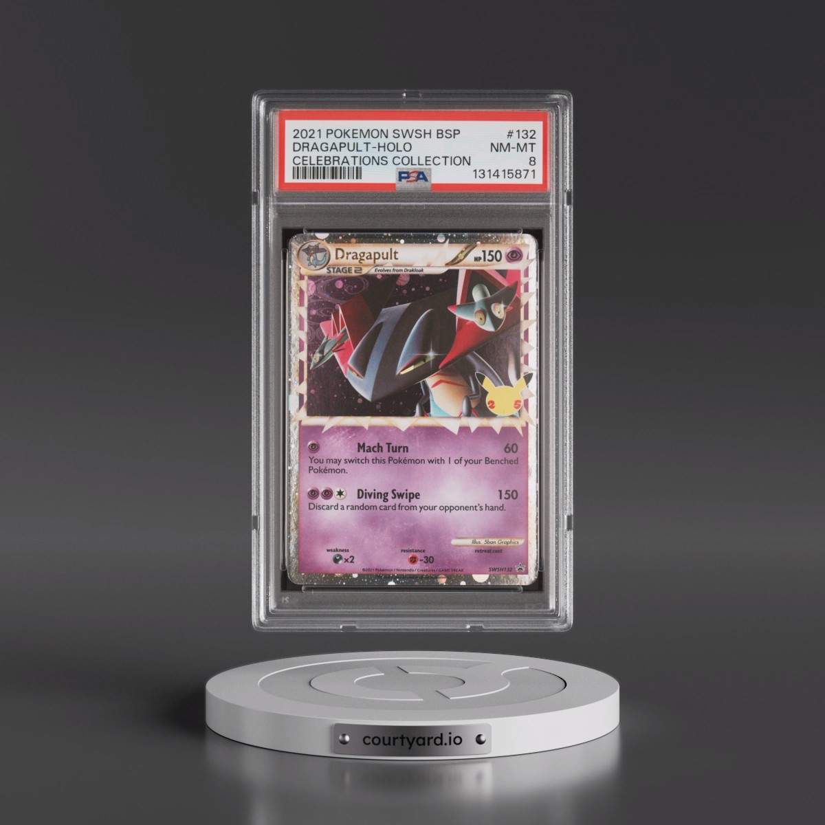 2021 Pokémon Swsh Black Star Promo #132 Dragapult - Holo Celebrations Collection (PSA 8 NM-MT)
