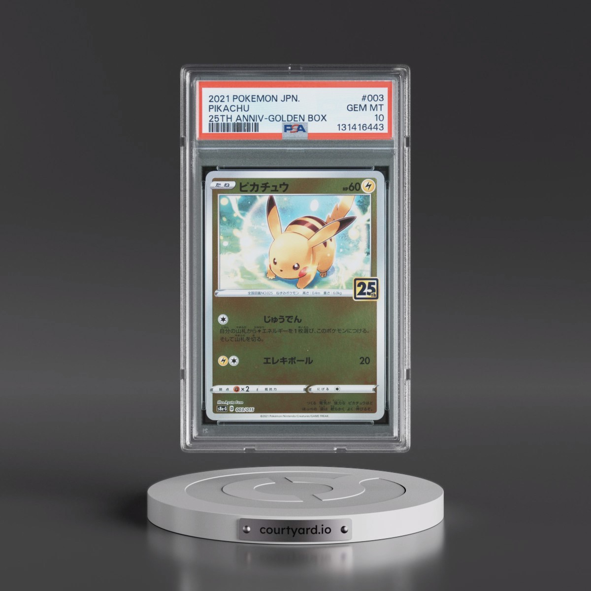 2021 Pokémon Asia 25th Anniversary Promo #003 Pikachu - Golden Box (PSA 10 GEM MINT)