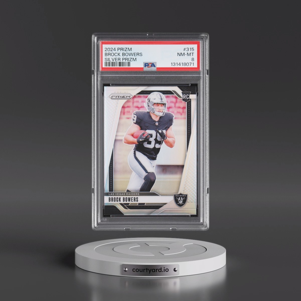 2024 Panini Prizm #315 Brock Bowers - Silver Prizm (PSA 8 NM-MT)