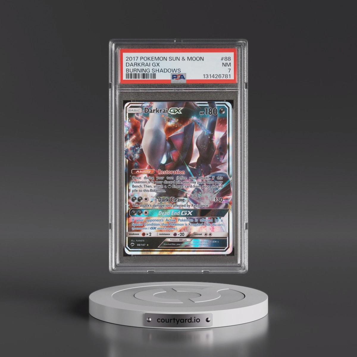 2017 Pokémon Sun & Moon Burning Shadows #88 Darkrai GX - Holo (PSA 7 NM)