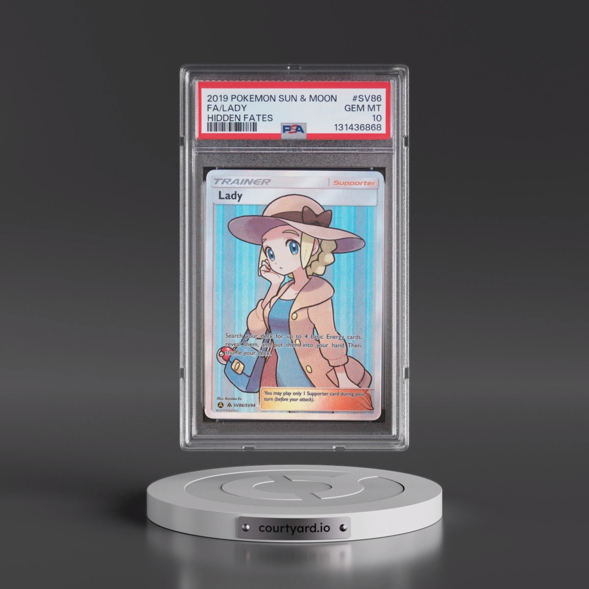 2019 Pokémon Sun & Moon Hidden Fates #SV86 Lady - Full Art (PSA 10 GEM MINT)
