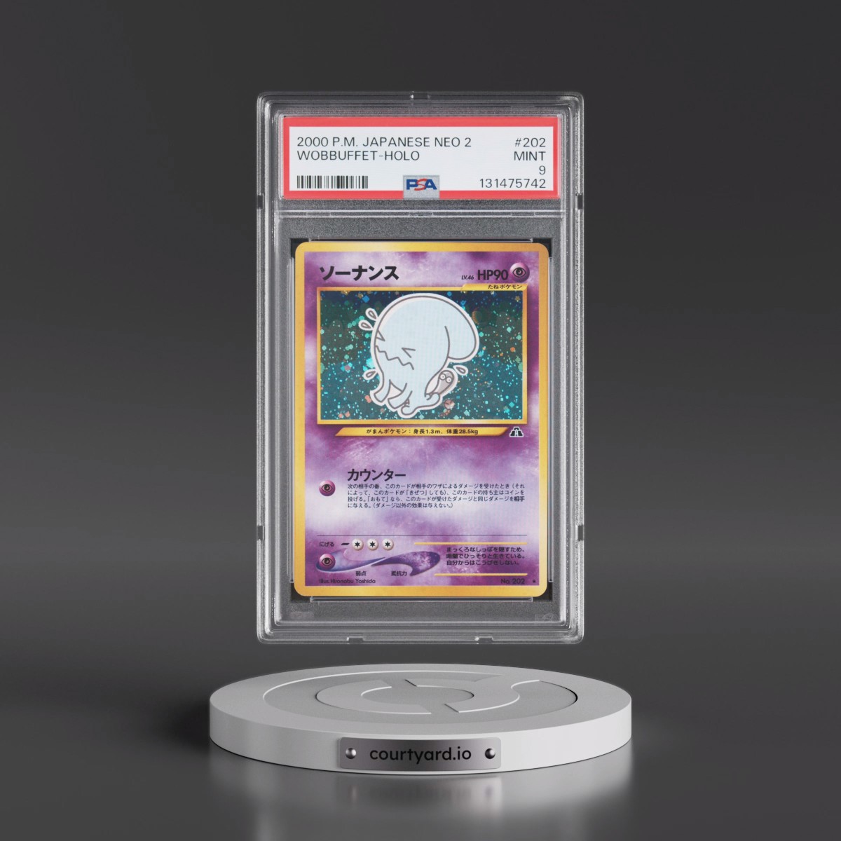 2000 Pokémon Neo 2 #202 Wobbuffet - Holo (PSA 9 MINT)