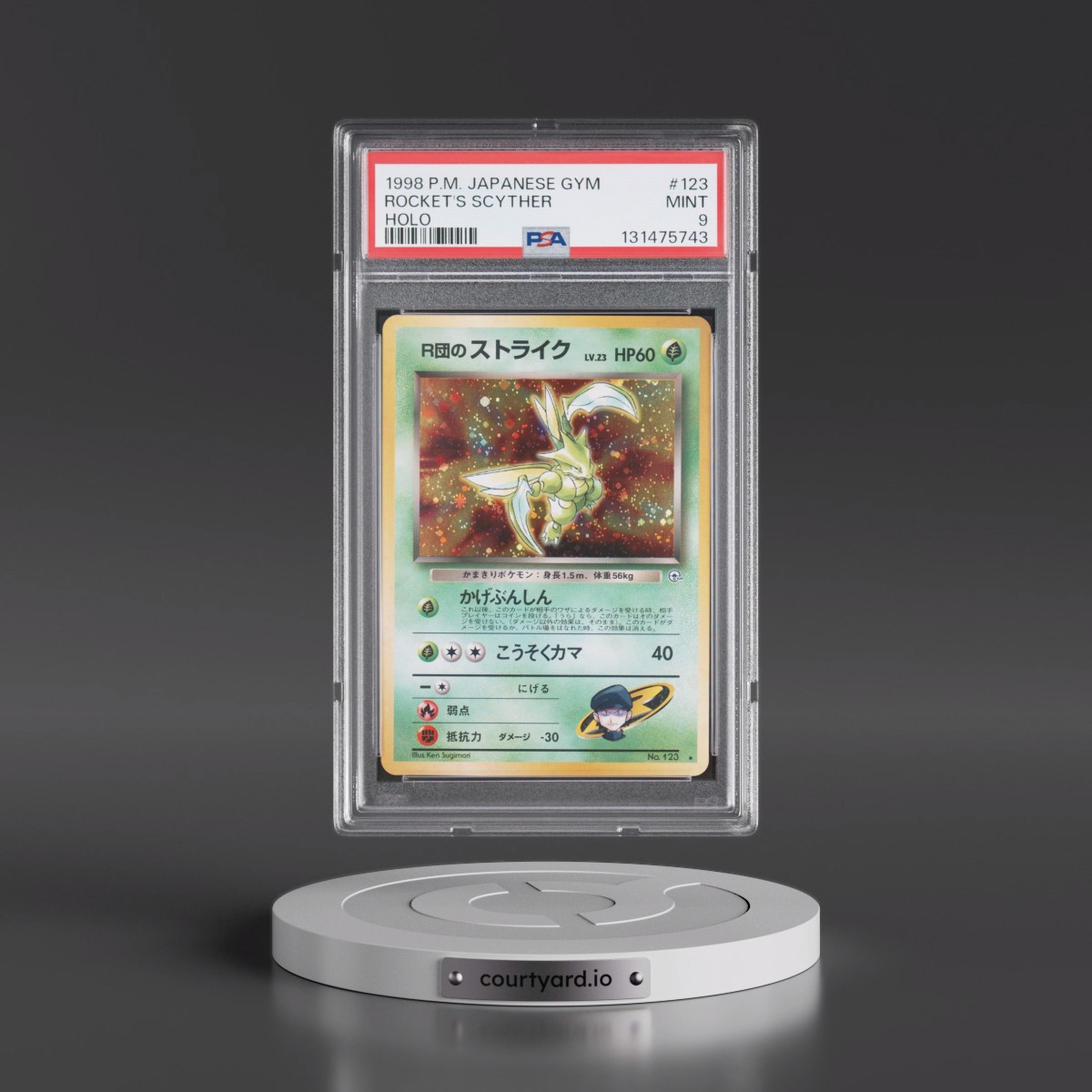1998 Pokémon Gym #123 Rocket's Scyther - Holo (PSA 9 MINT)