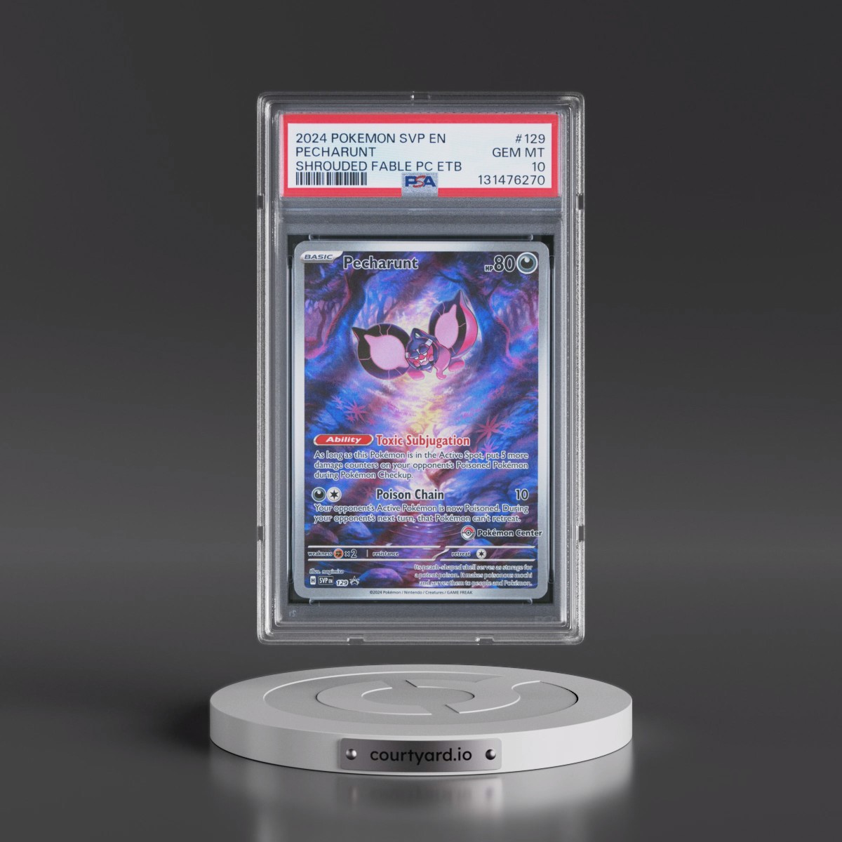 2024 Pokémon Svp EN-SV Black Star Promo #129 Pecharunt - Shrouded Fable Pokemon Center Elite Trainer Box (PSA 10 GEM MINT)