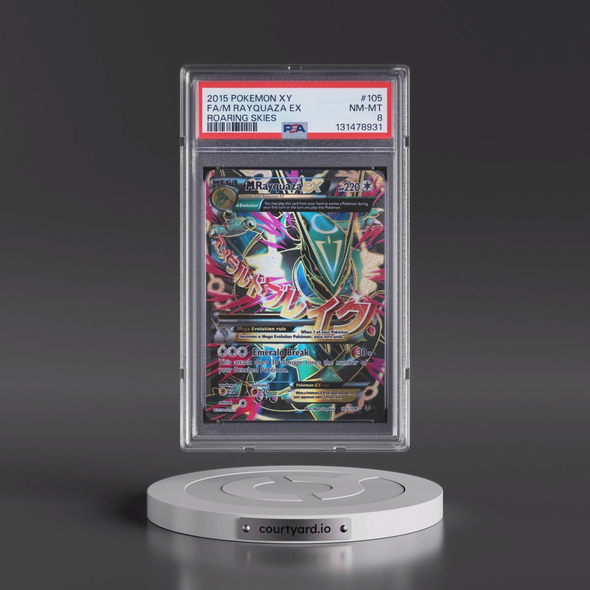 2015 Pokémon XY Roaring Skies #105 M Rayquaza EX - Holo Full Art (PSA 8 NM-MT)