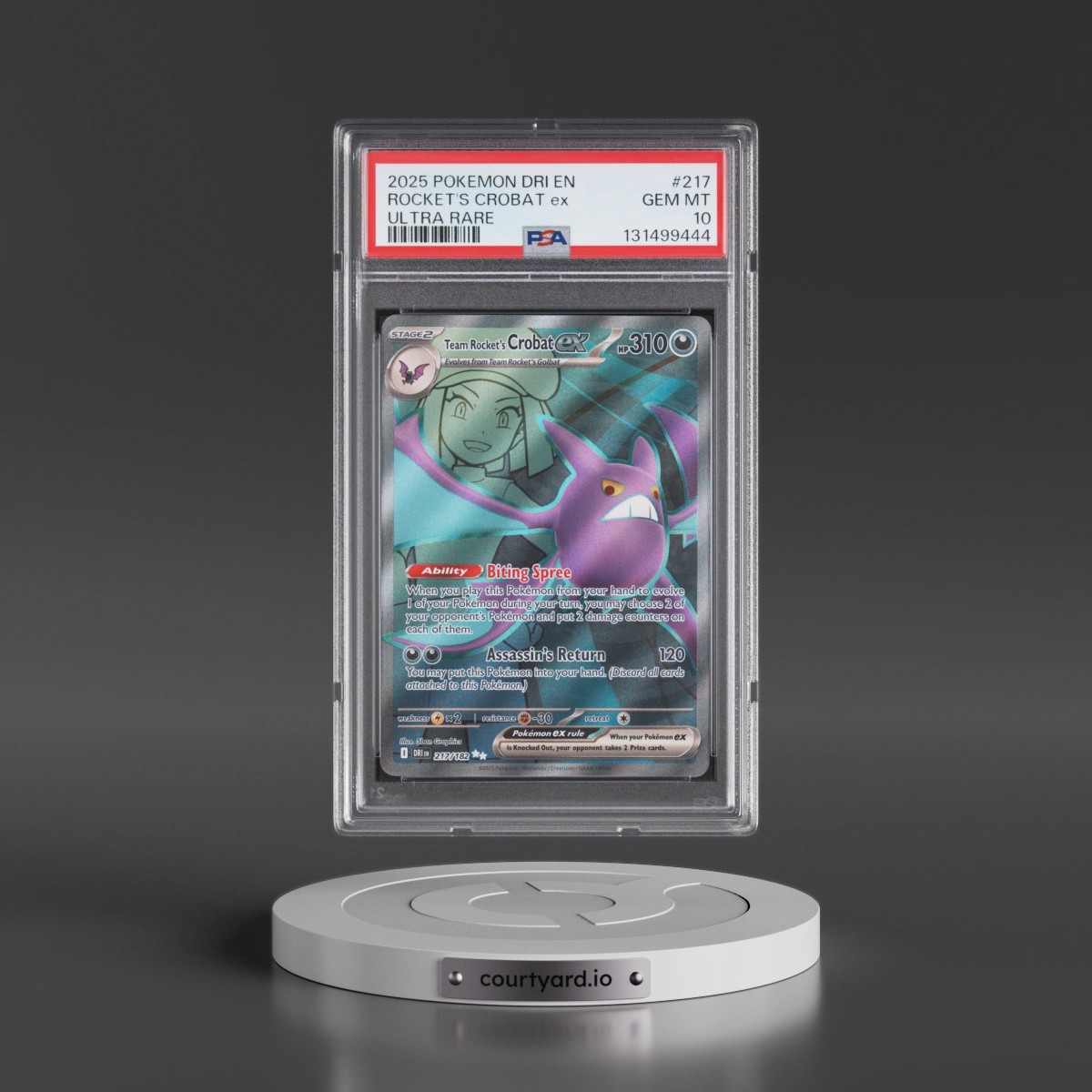 2025 Pokémon Dri EN-Destined Rivals #217 Team Rocket's Crobat EX - Holo Ultra Rare (PSA 10 GEM MINT)