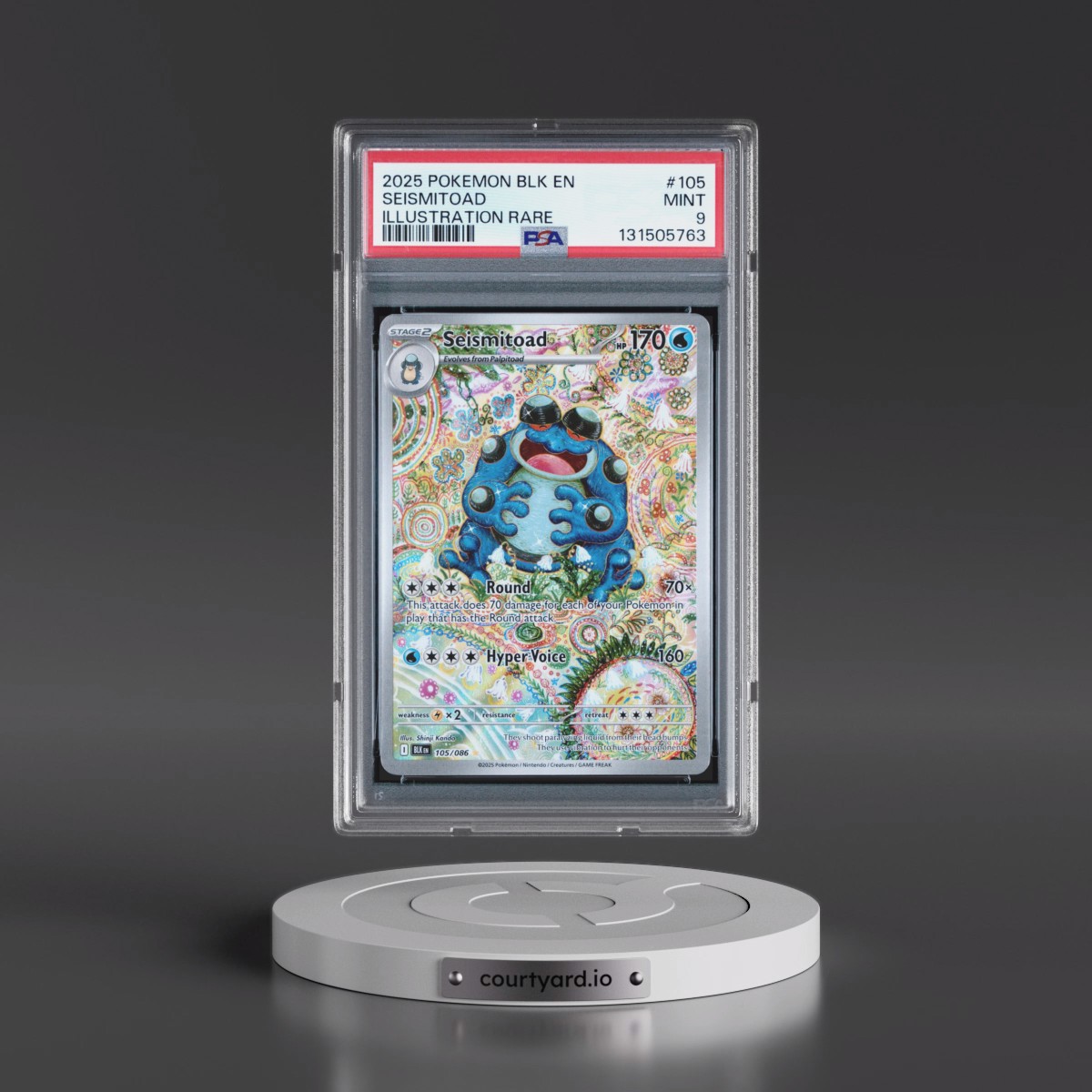 2025 Pokémon Blk EN-Black Bolt #105 Seismitoad - Illustration Rare (PSA 9 MINT)