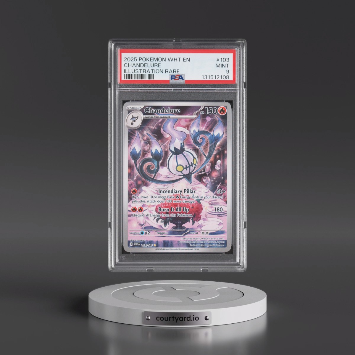2025 Pokémon Wht EN-White Flare #103 Chandelure - Illustration Rare (PSA 9 MINT)