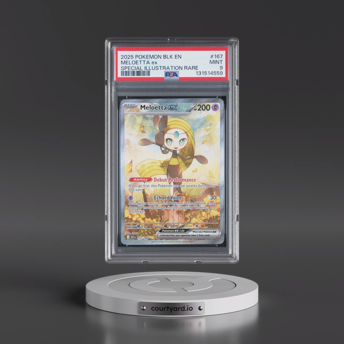2025 Pokémon Blk EN-Black Bolt #167 Meloetta EX - Holo Special Illustration Rare (PSA 9 MINT)