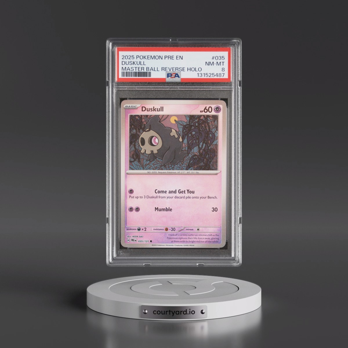2025 Pokémon Pre EN-Prismatic Evolutions #035 Duskull - Reverse Holo Master Ball (PSA 8 NM-MT)