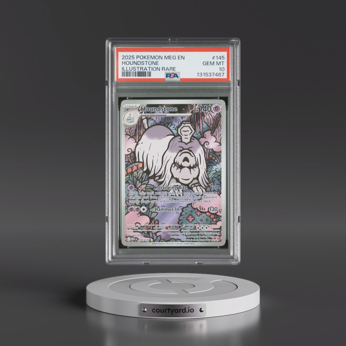 2025 Pokémon Meg EN-Mega Evolution #145 Houndstone - Illustration Rare (PSA 10 GEM MINT)