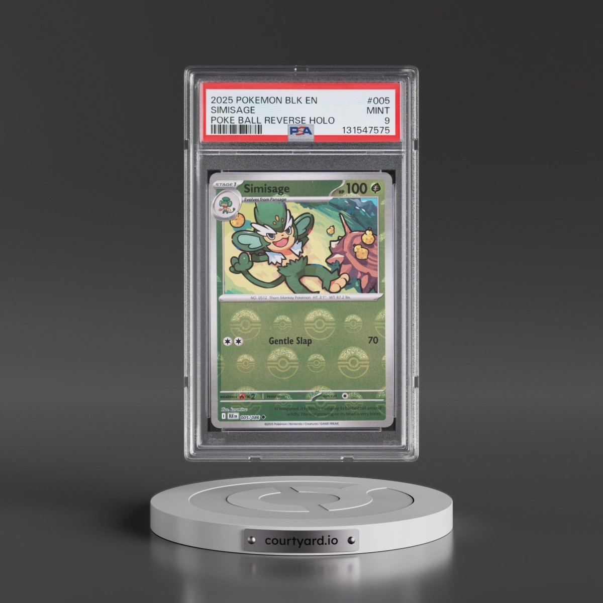 2025 Pokémon Blk EN-Black Bolt #005 Simisage - Reverse Holo Poke Ball (PSA 9 MINT)