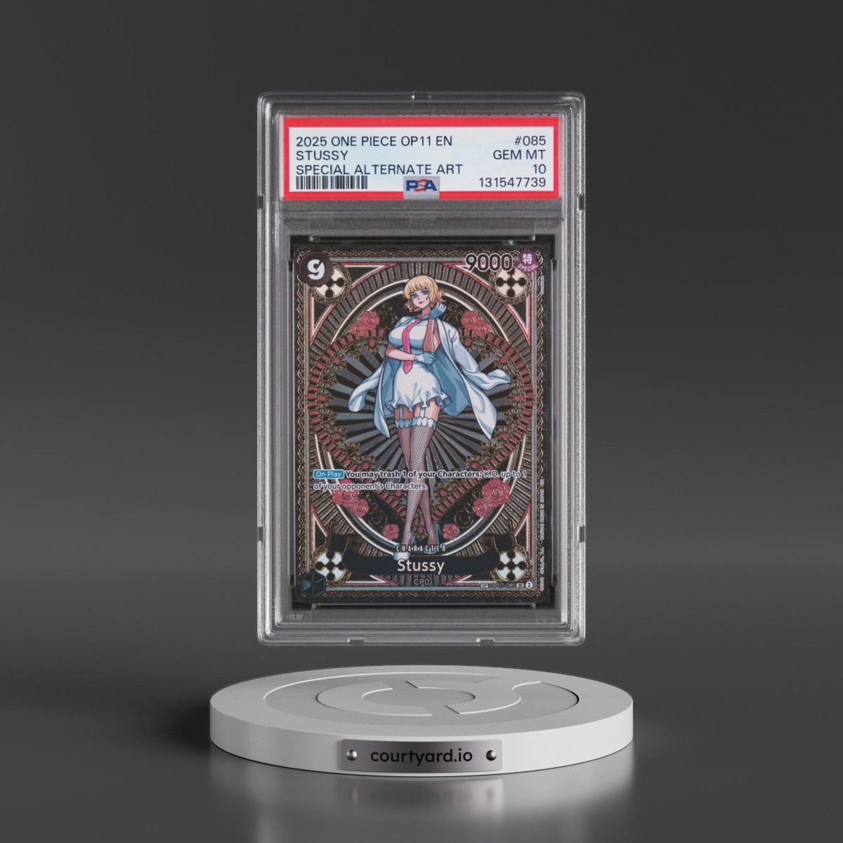 2025 One Piece OP11-A Fist of Divine Speed #085 Stussy - Special Alternate Art (PSA 10 GEM MINT)