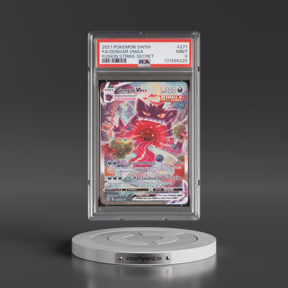 2021 Pokémon Sword & Shield Fusion Strike #271 Gengar Vmax - Full Art Secret (PSA 9 MINT)