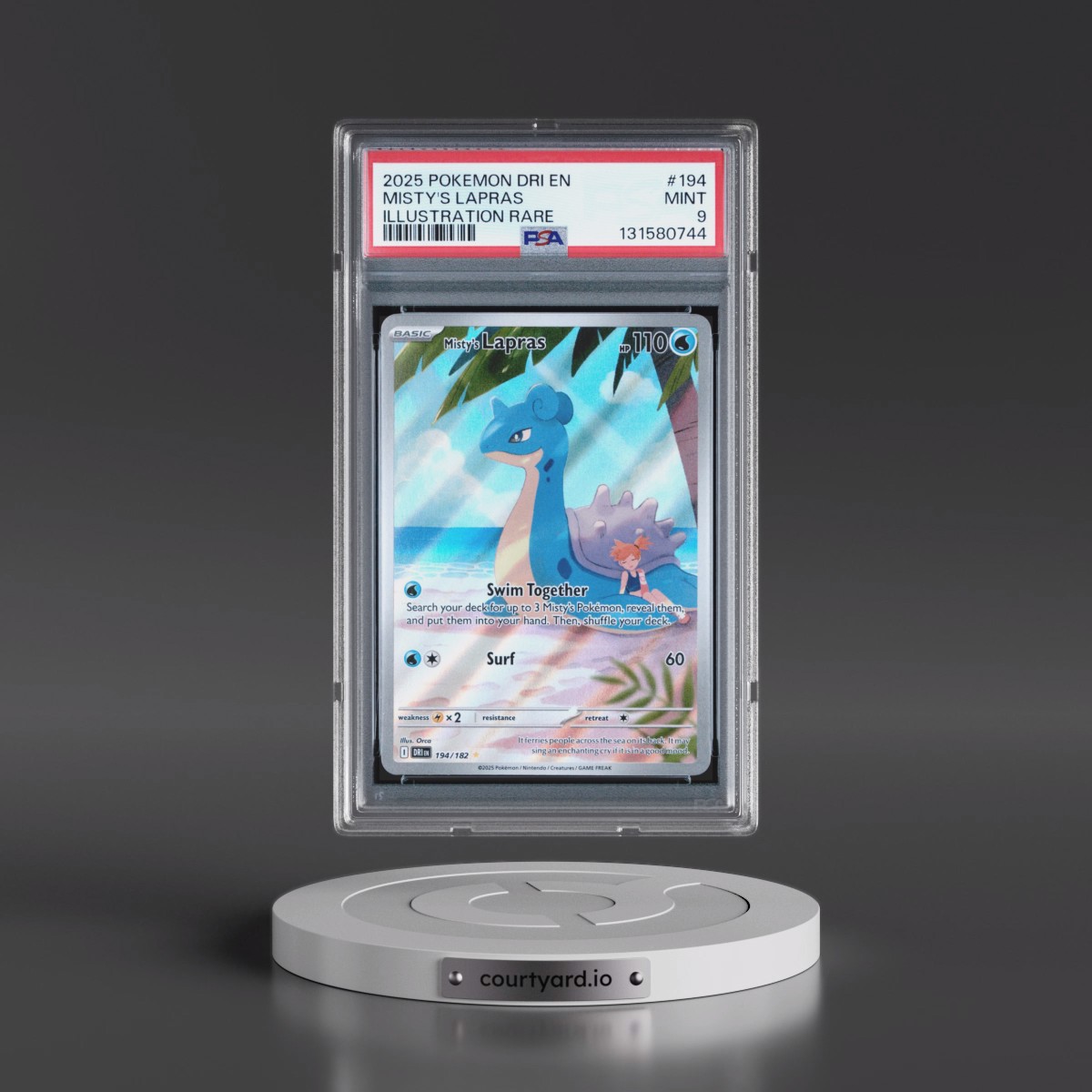 2025 Pokémon Dri EN-Destined Rivals #194 Misty's Lapras - Illustration Rare (PSA 9 MINT)