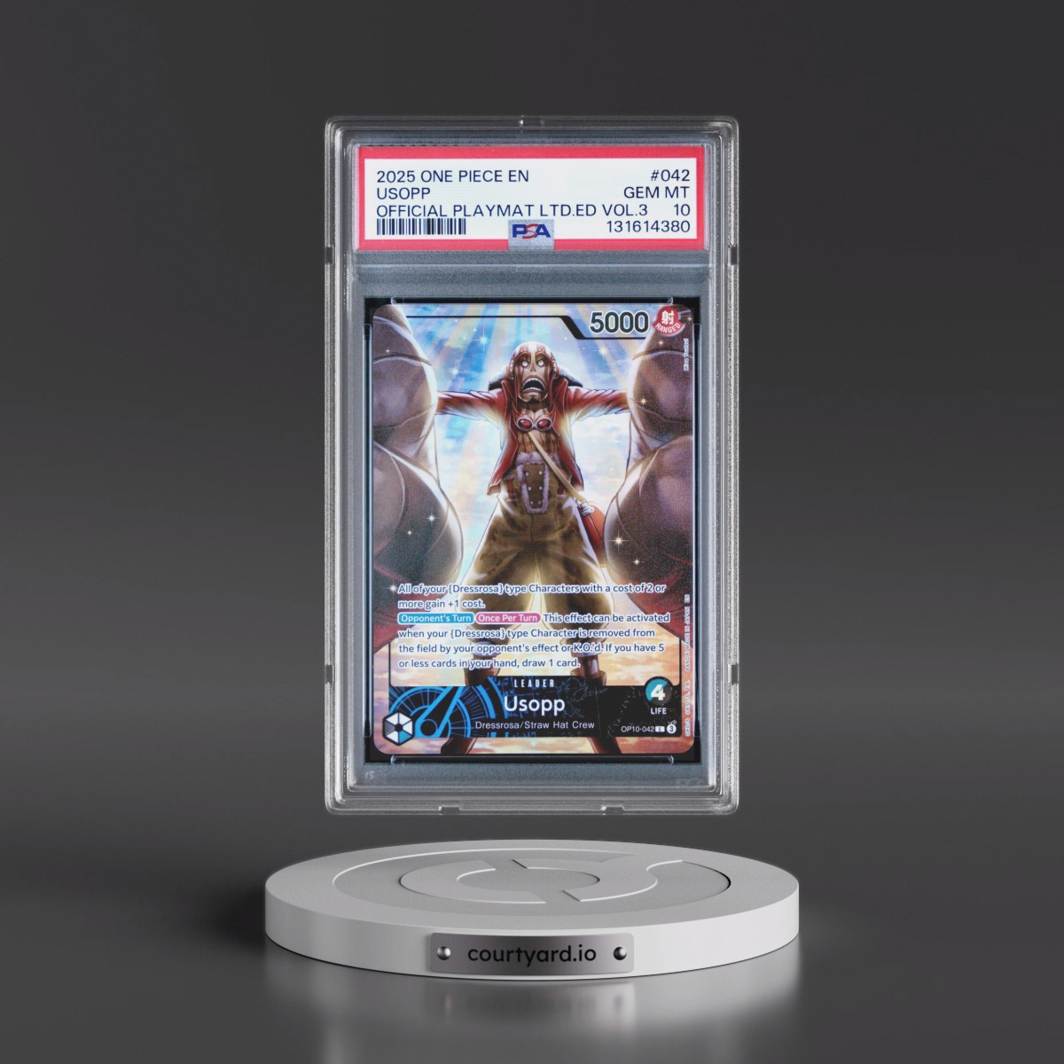 2025 One Piece Promos #042 Usopp - Official Playmat Limited Edition Vol.3 (PSA 10 GEM MINT) - Photo