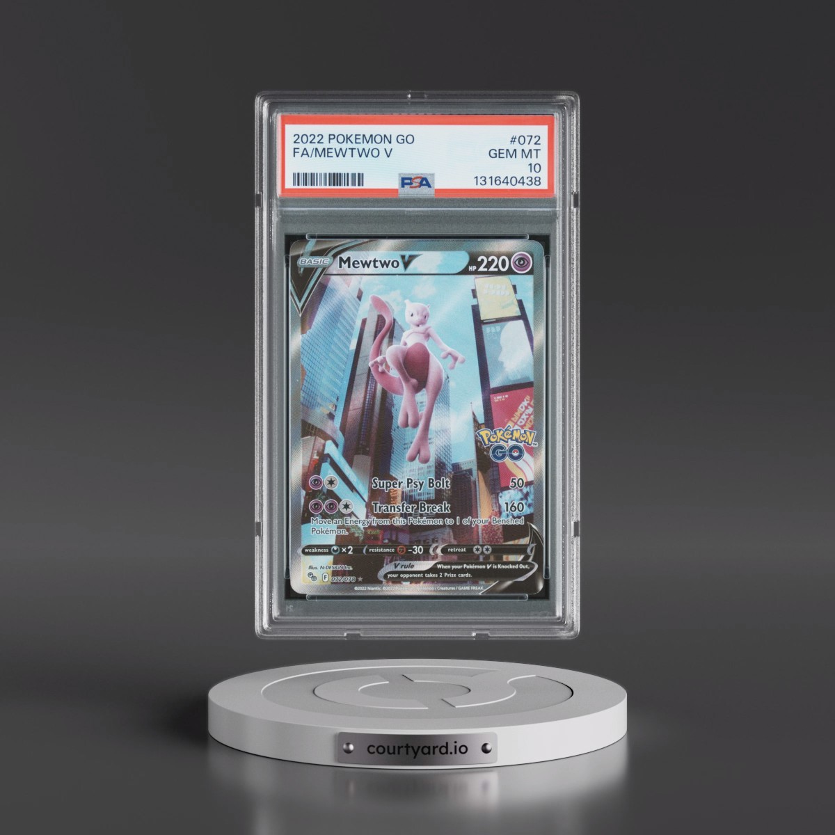 2022 Pokémon Go #072 Mewtwo V - Holo Full Art (PSA 10 GEM MINT)